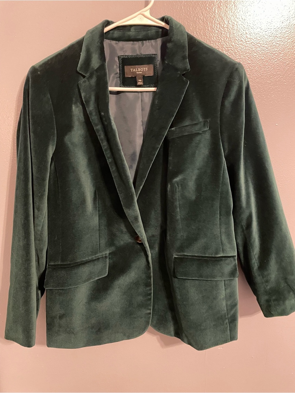 Talbots Forest Green Velvet Blazer